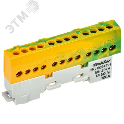 TEKFOR Шина PE земля изолированная на универсальном держателе 6х9-12-ЖЗ IEK - фото 1