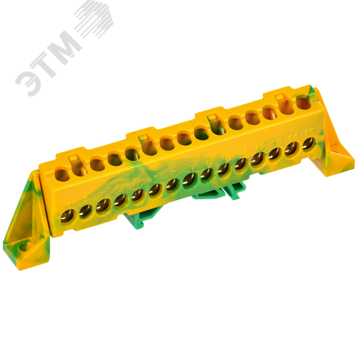 Изображение товара TEKFOR Шина PE земля в комбинированном DIN-изоляторе Стойка 6х9-15-ЖЗ IEK (шт)