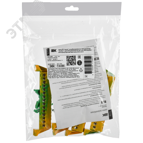 TEKFOR Шина PE земля в комбинированном DIN-изоляторе Стойка 6х9-15-ЖЗ IEK - фото 2