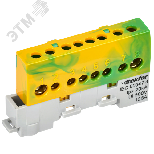 TEKFOR Шина PE земля изолированная на универсальном держателе 8х12-8-ЖЗ IEK - фото 1