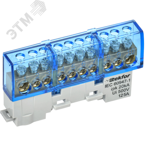 TEKFOR Шина N ноль изолированная на универсальном держателе 8х12-10-С IEK - фото 1