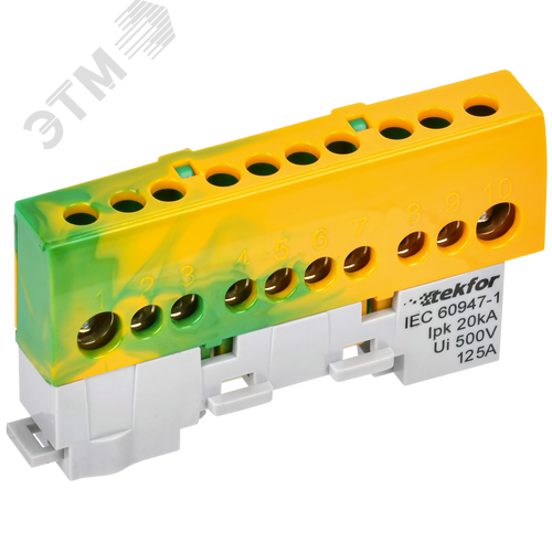 TEKFOR Шина PE земля изолированная на универсальном держателе 8х12-10-ЖЗ IEK - фото 1