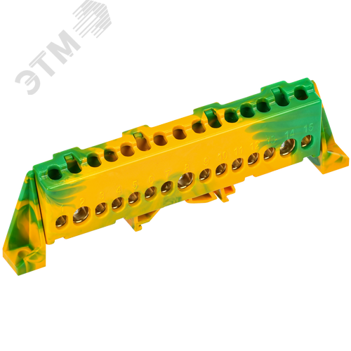 Изображение товара TEKFOR Шина PE земля в комбинированном DIN-изоляторе Стойка 8х12-15-ЖЗ IEK (шт)
