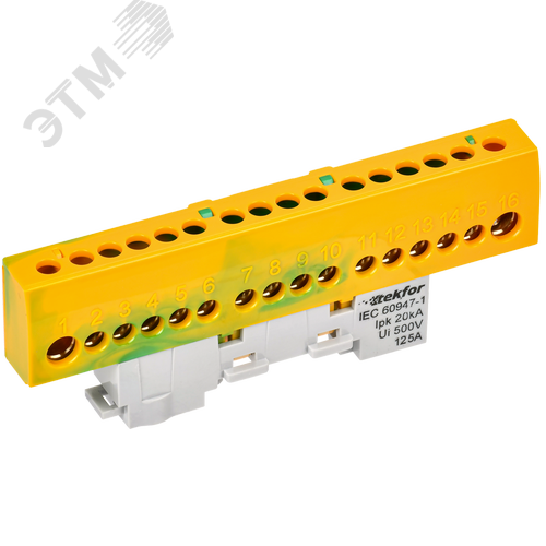TEKFOR Шина PE земля изолированная на универсальном держателе 8х12-16-ЖЗ IEK - фото 1