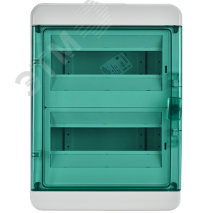 Корпус пластиковый навесной на 24 модуля КМПн-24 IP65 TEKFOR зеленая прозрачная дверь - фото 2
