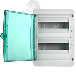 Корпус пластиковый навесной на 24 модуля КМПн-24 IP65 TEKFOR зеленая прозрачная дверь - фото 3