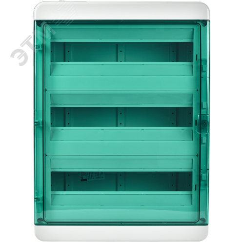 Корпус пластиковый навесной на 54 модуля КМПн-54 IP65 TEKFOR зеленая прозрачная дверь - фото 2