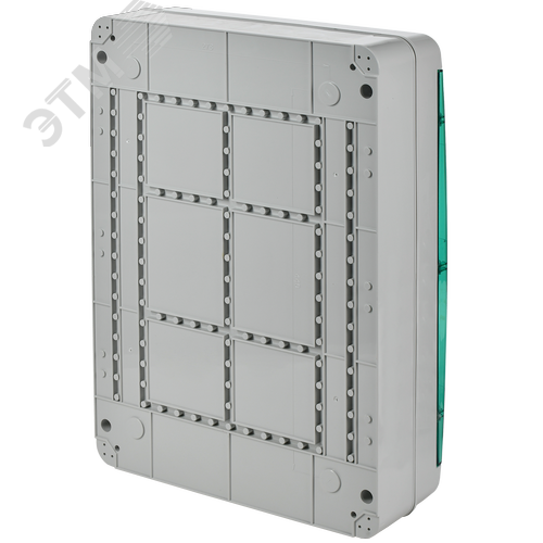 Корпус пластиковый навесной на 54 модуля КМПн-54 IP65 TEKFOR зеленая прозрачная дверь - фото 4