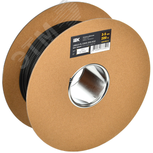 Изображение товара Оплетка кабельная 3-5мм полиэстер 200м черная IEK (упак)