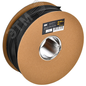 Оплетка кабельная 40-50мм полиэстер 50м черная IEK - фото 1