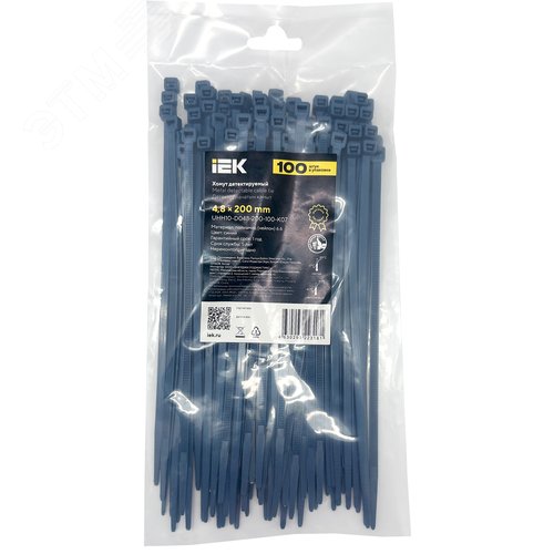 Хомут P6.6 детектируемый синий 4.8х200мм 100шт/упак IEK - фото 2