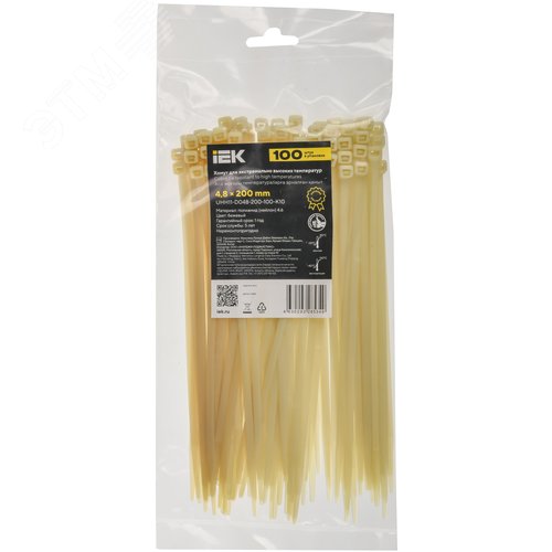 Хомут P4.6 для экстремально высоких температур бежевый 4.8х200мм 100шт/упак IEK - фото 2