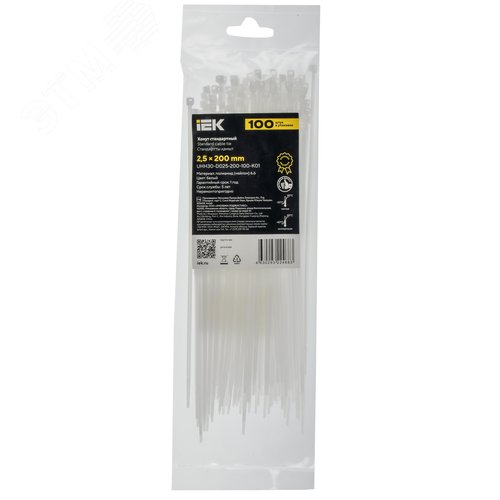 Хомут P6.6 стандартный белый 2.5х200мм 100шт/упак IEK - фото 2