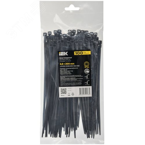 Хомут P6.6 стандартный черный 4.8х200мм 100шт/упак IEK - фото 2