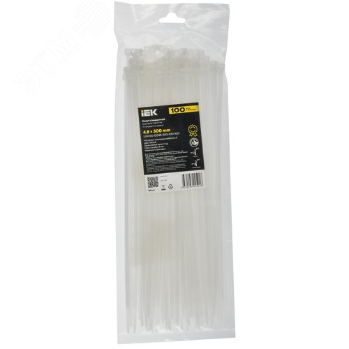 Хомут P6.6 стандартный белый 4.8х300мм 100шт/упак IEK - фото 2