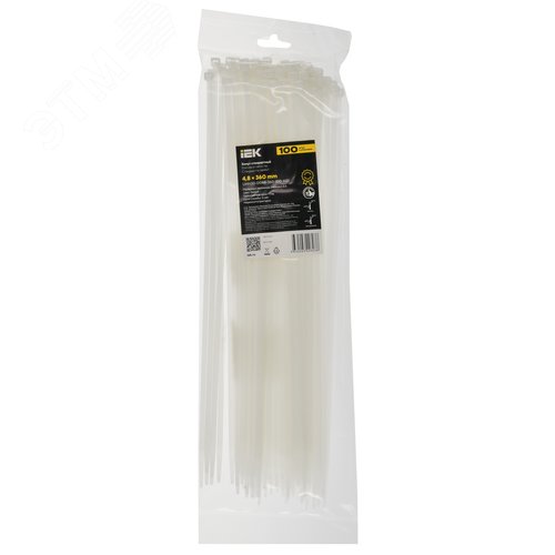 Хомут P6.6 стандартный белый 4.8х360мм 100шт/упак IEK - фото 2