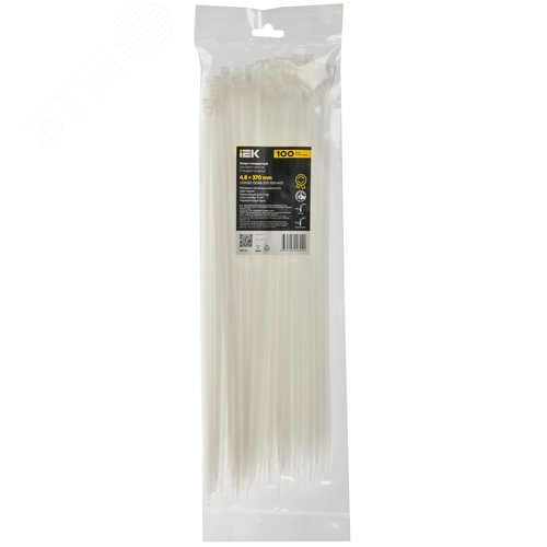 Хомут P6.6 стандартный белый 4.8х370мм 100шт/упак IEK - фото 2