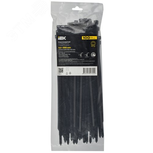 Хомут P6.6 стандартный черный 7.6х300мм 100шт/упак IEK - фото 2