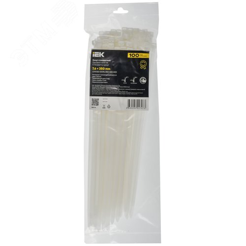 Хомут P6.6 стандартный белый 7.6х350мм 100шт/упак IEK - фото 2