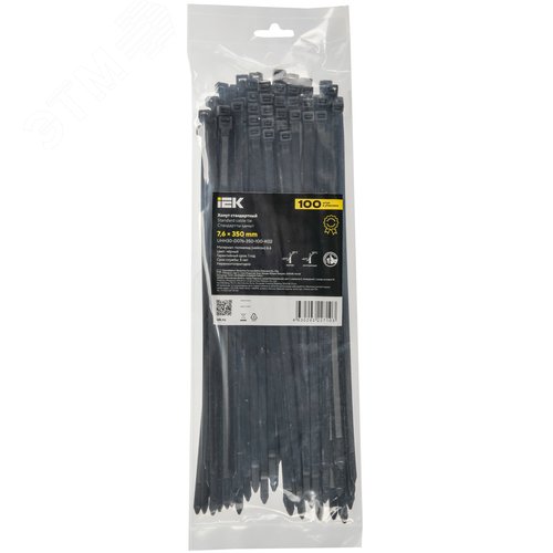 Хомут P6.6 стандартный черный 7.6х350мм 100шт/упак IEK - фото 2