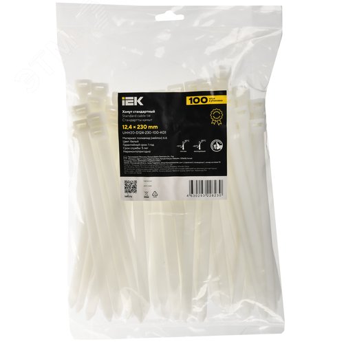 Хомут P6.6 стандартный белый 12.4х230мм 100шт/упак IEK - фото 2