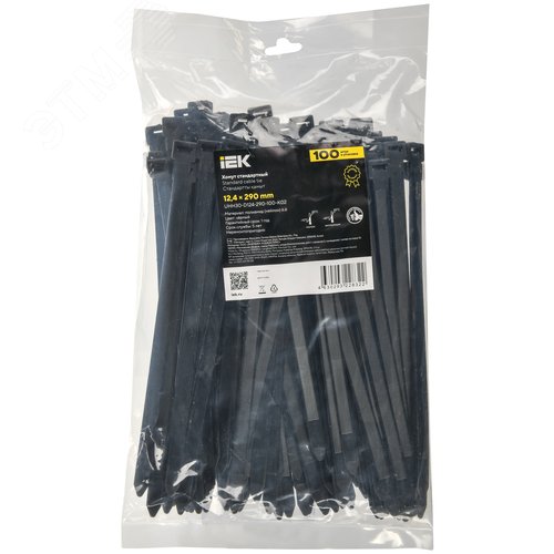 Хомут P6.6 стандартный черный 12.4х290мм 100шт/упак IEK - фото 2