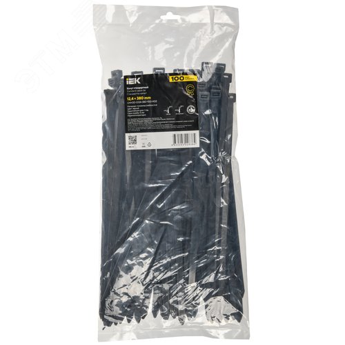 Хомут P6.6 стандартный черный 12.4х380мм 100шт/упак IEK - фото 2