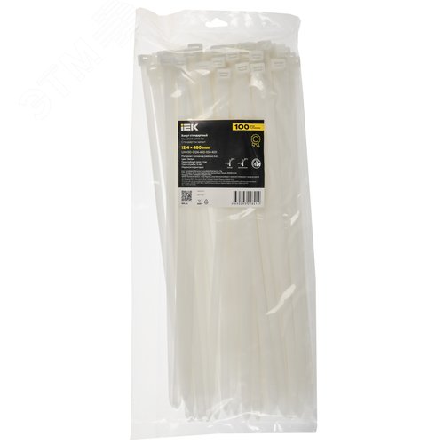 Хомут P6.6 стандартный белый 12.4х480мм 100шт/упак IEK - фото 2