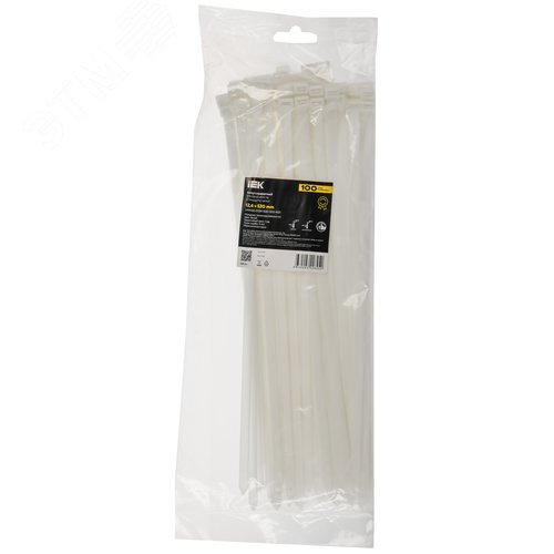 Хомут P6.6 стандартный белый 12.4х530мм 100шт/упак IEK - фото 2