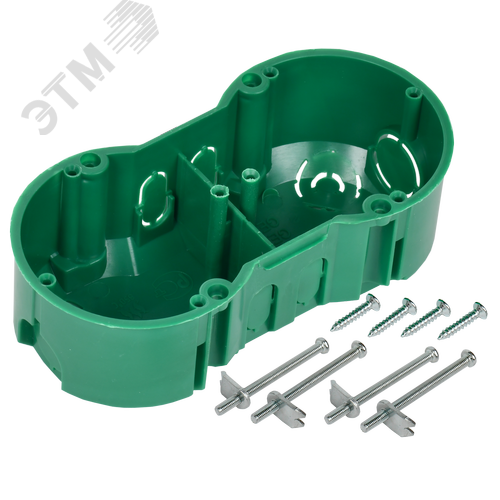 Коробка КМ40023 установочная 2 места d141х70x45 для полых стен с саморезами металлическая лапка - фото 5