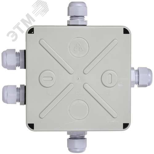 Коробка КМ41330 распаячная для открытой проводки 100х100х50мм IP55 RAL7035 гермовводы PG9 - фото 2