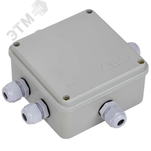 Коробка КМ41330 распаячная для открытой проводки 100х100х50мм IP55 RAL7035 гермовводы PG9 - фото 4