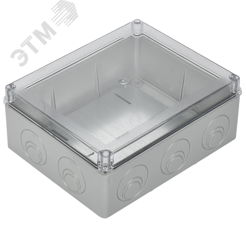 Коробка КМ41346 распаячная для открытой проводки 240х195х90мм IP55 RAL7035 монтажная плата кабельные вводы - фото 4