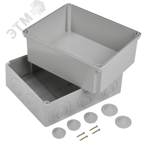 Коробка КМ41274 распаячная для открытой проводки 240х195х165мм IP55 RAL7035 кабельные вводы - фото 5
