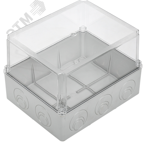 Коробка КМ41278 распаячная для открытой проводки 240х195х165мм IP55 RAL7035 прозрачный красный кабельные вводы - фото 4