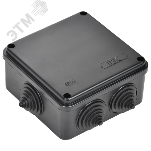 Коробка распаячная КМ41233 для открытой проводки безгалогенная (HF) 100х100х50мм IP44 6 гермовводов черная (RAL 9005) IEK - фото 4