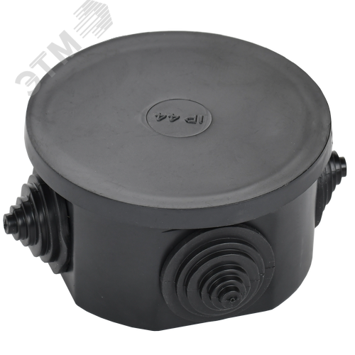 Коробка распаячная КМ41237 для открытой проводки с защелкивающейся крышкой D=75х40мм IP44 4 гермовводов черная (RAL 9005) IEK - фото 4