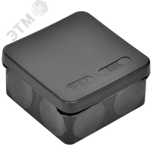 Коробка распаячная двухкомпонентная КМ42435 для открытой проводки безгалогенная (HF) 80х80х40мм IP67 8 вводов черная IEK - фото 4