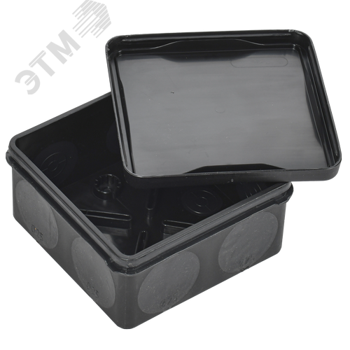 Коробка распаячная двухкомпонентная КМ42435 для открытой проводки безгалогенная (HF) 80х80х40мм IP67 8 вводов черная IEK - фото 5