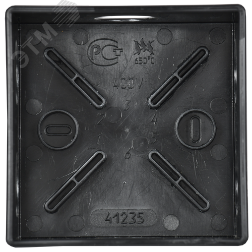 Коробка распаячная КМ41235 для открытой проводки сзащелкивающейся крышкой 85х85х40мм IP44 6         гермовводов черная (RAL 9005) - фото 3