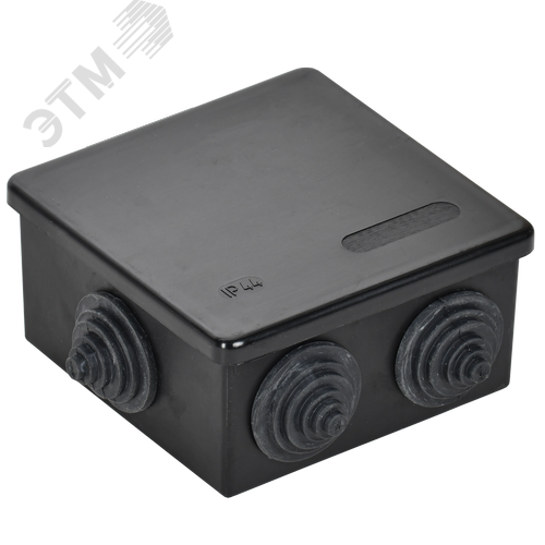 Коробка распаячная КМ41235 для открытой проводки сзащелкивающейся крышкой 85х85х40мм IP44 6         гермовводов черная (RAL 9005) - фото 4