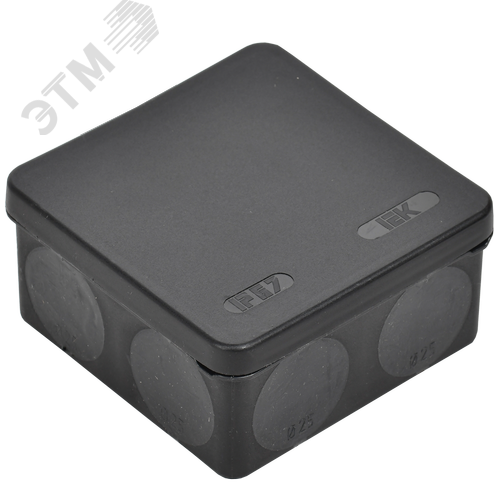 Коробка распаячная двухкомпонентная КМ42455 для открытой проводки безгалогенная (HF) 100х100х50мм IP67 8 вводов черная IEK - фото 4