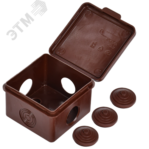 Коробка распределительная КМ 65х65х50мм для наружного монтажа с откидной крышкой  IP54 4 вв. дуб - фото 5