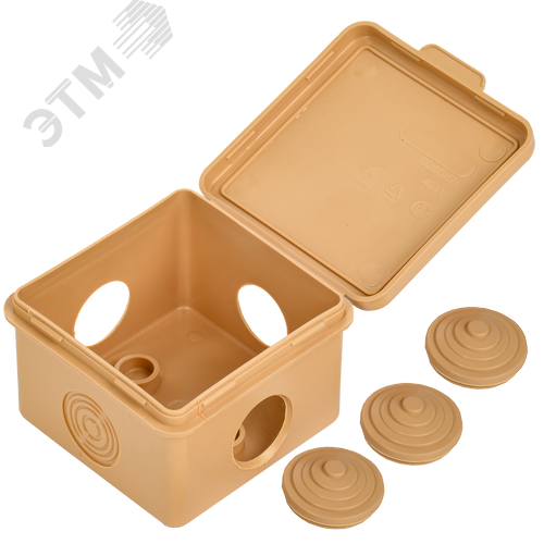 Коробка распределительная КМ 65х65х50мм для наружного монтажа с откидной крышкой  IP54 4 вв. сосна - фото 5