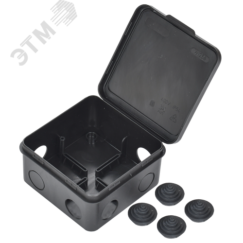 Коробка расп. КМ41256 100х100х50мм о/к IP54 8 вв. черная - фото 5