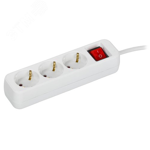 UMA Удлинитель У03К 3 места 5м 3х1,5мм2 16А бел. IEK с кнопкой - фото 1