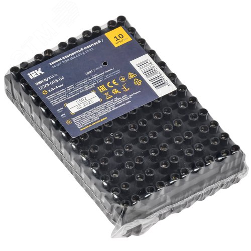 Зажим винтовой ЗВИ-5 1.5-4.0мм.кв. 12пар не поддерживающий горения черный - фото 2