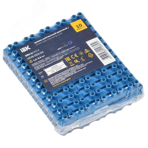 Зажим винтовой ЗВИ-3 1-2.5 мм.кв. 12пар не поддерживающий горение синий - фото 2