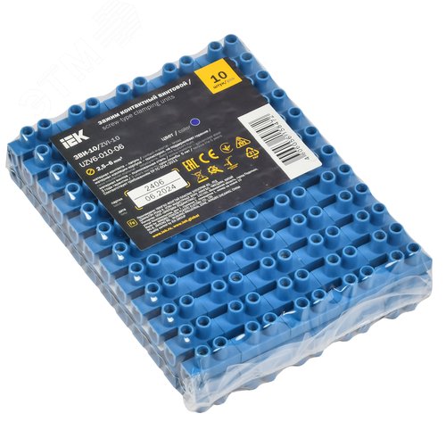 Зажим винтовой ЗВИ-10 2.5-6 мм.кв. 12пар не поддерживающий горение синий - фото 2