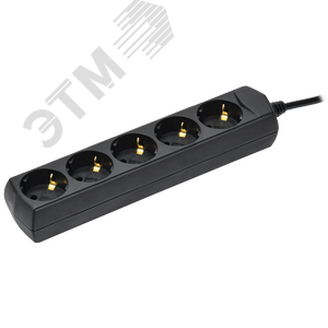 Удлинитель У05 5 мест с заземлением 3м 3х1мм2 10А 250В черный GENERICA - фото 1